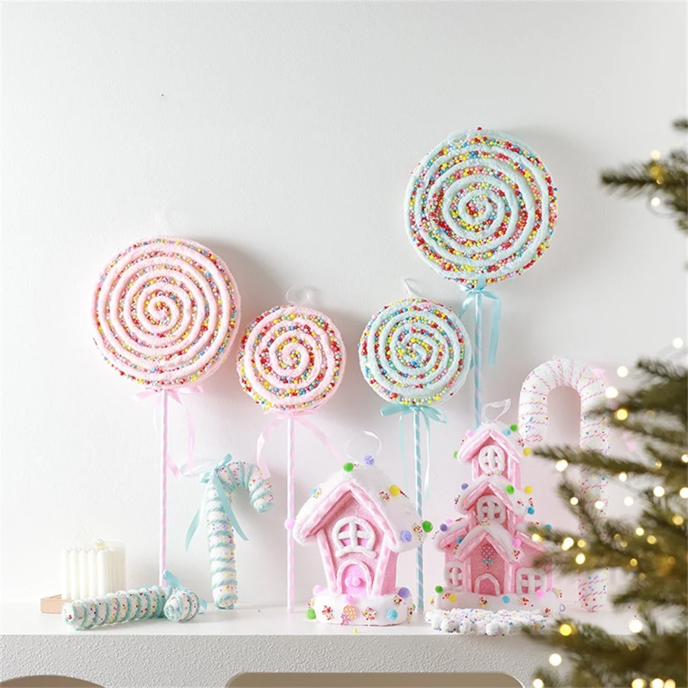 Christmas Ornaments Colourful Foams Christmas Balls Canes Candies Christmas Trees Decorative Hangings Pendants Shooting Props