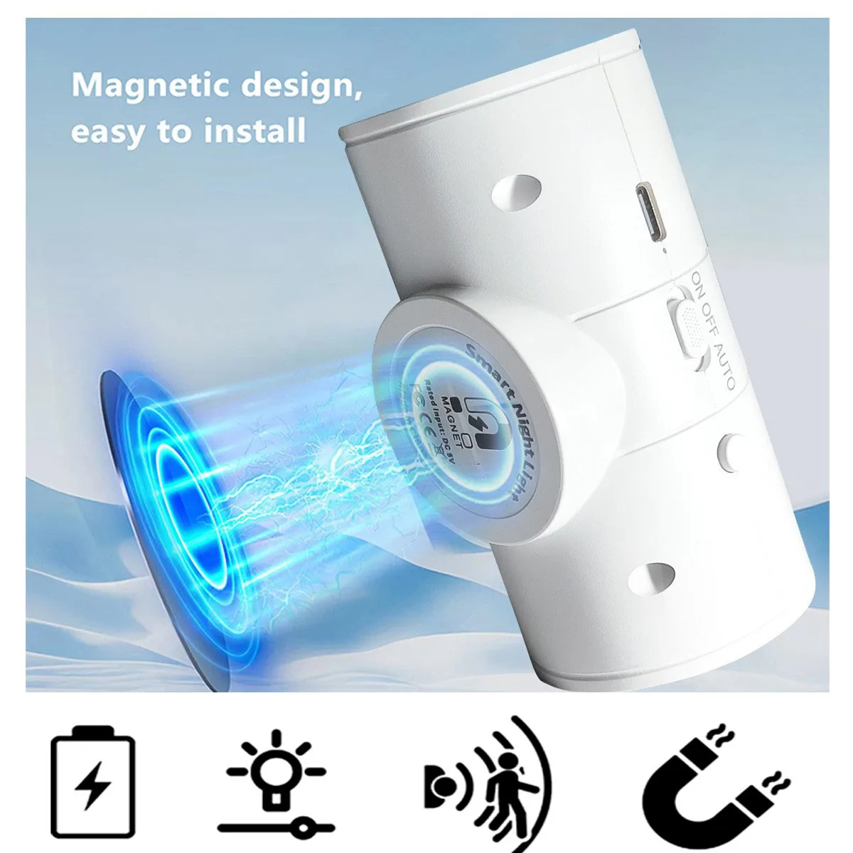 Night Light LED With Motion Sensor Wall Lamp 1200mAh Battery Rechargeable Up Down Dimmable Magnetic Light For Bedroom
