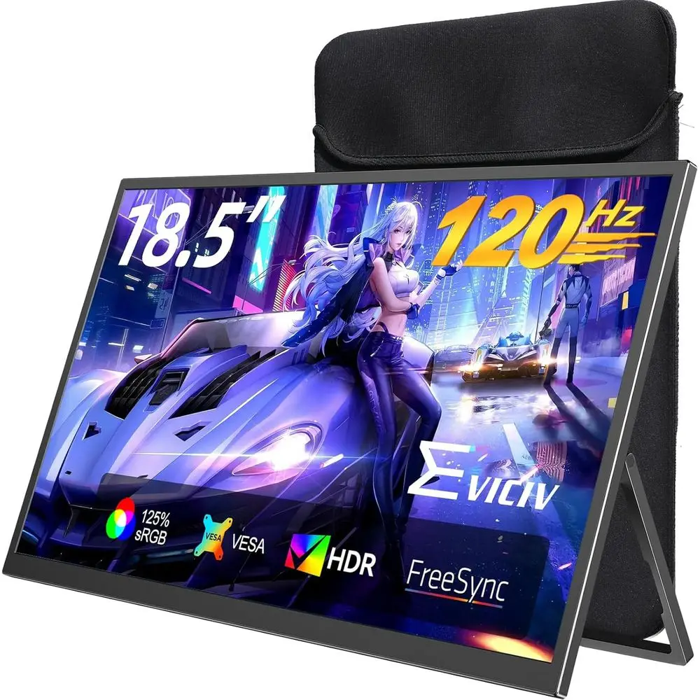 

18.5 120Hz 1ms Portable Gaming Monitor with 125% sRGB, FreeSync, HDR, 350 nits, USB-C & HDMI, VESA & Stand