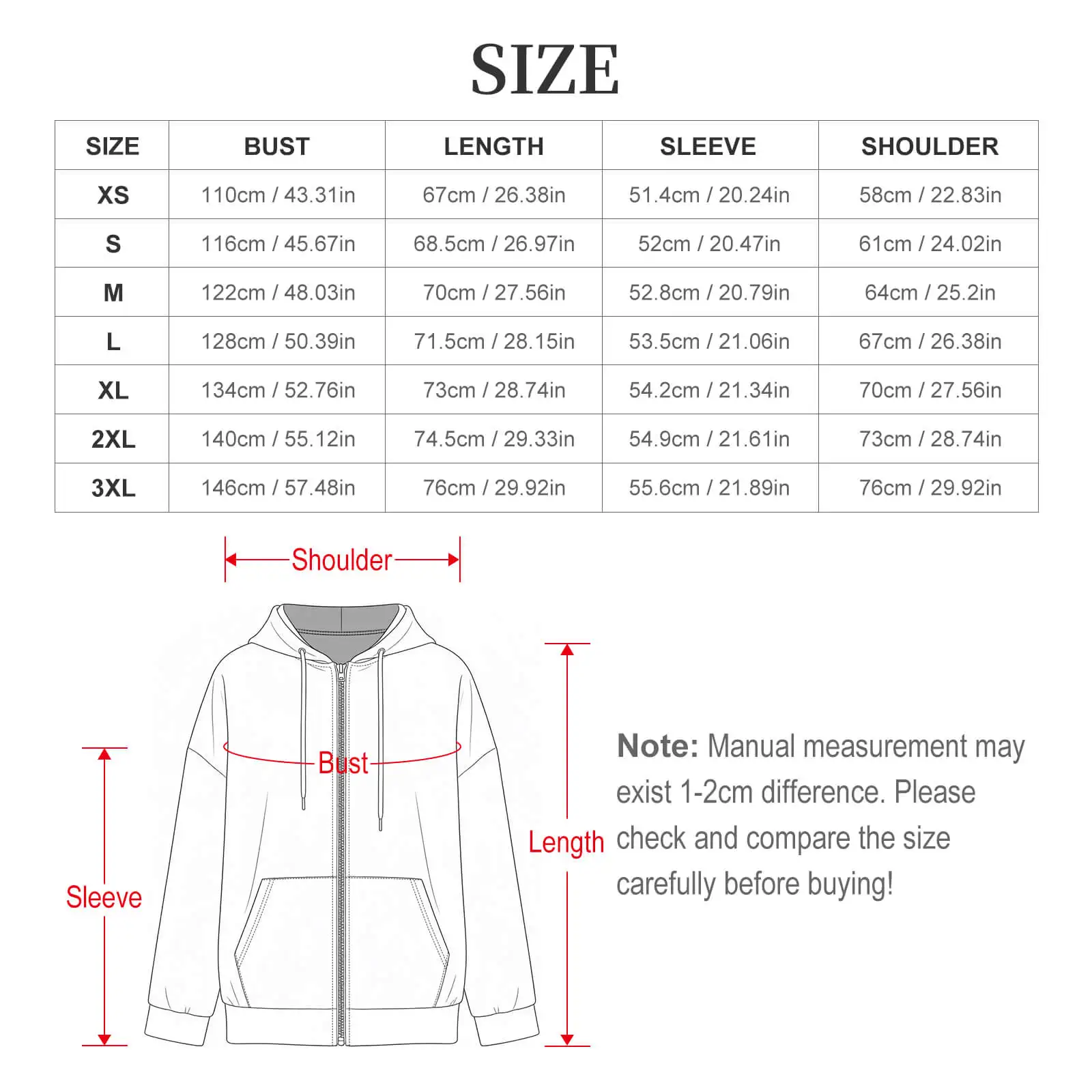 Women's Zipper Hoodie Long Sleeve Big Pocket Zipper Jacket With Hood Female Loose Outerwear Coat Tops Custom Print On Demand