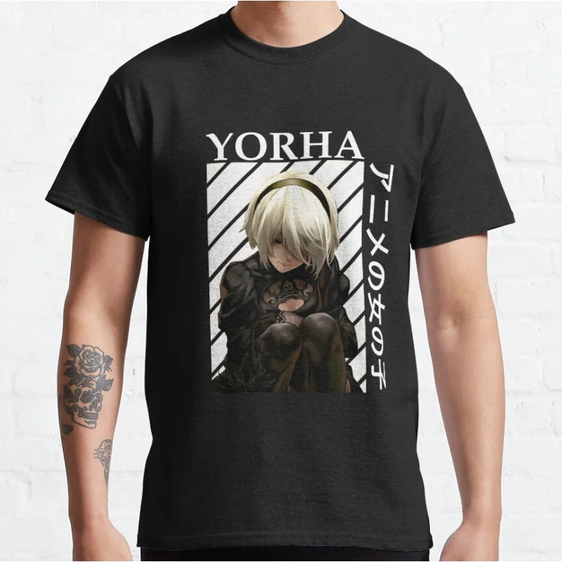 

YoRHa 2-gou B-gata - Nier Automata Anime 80s video game gift T shirt for man Large size Tops 100% cotton S-6XL print clothes