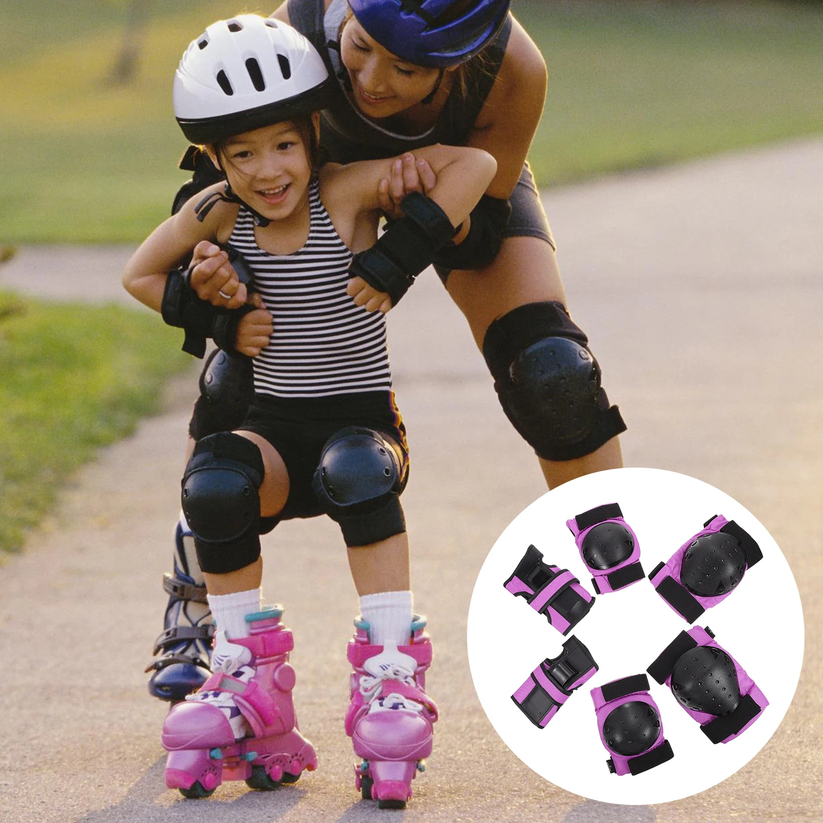 

3 Pairs Sports Protector Set for Hands Knees Elbows Skateboarding Riding Gear Kids Children PP Shell Sponge Oxford Cloth Elastic