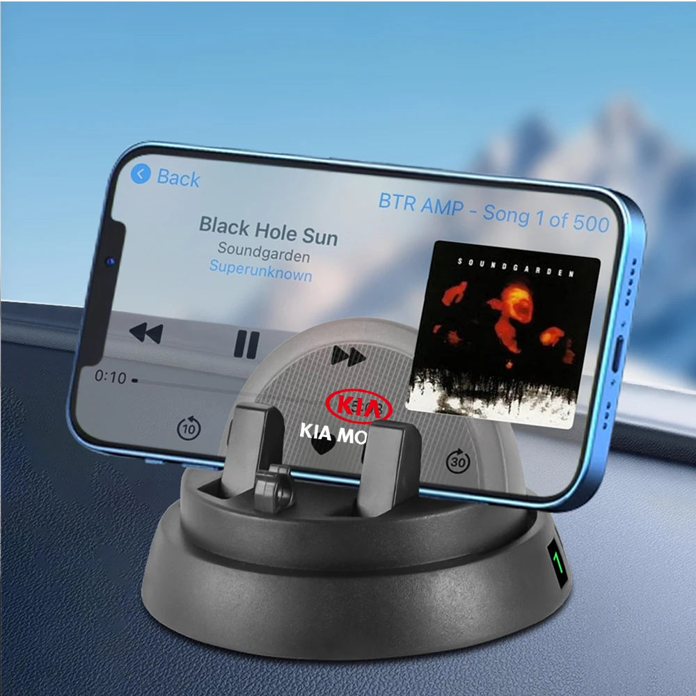 Car Dashboard Phone Holder 360° Rotation Smartphone Mount with Luminous Number Plate For KIA Ceed Sorento Rio Sportage Hubcaps