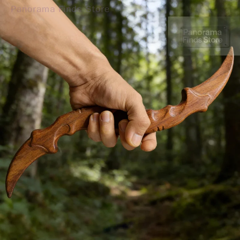 1/2pcs Golden Sandalwood Claw Knife Carved Wooden Ornament for Performance Practice Home Decoration
