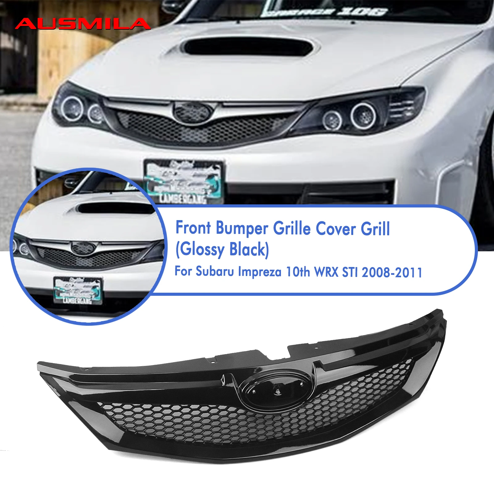 

Передняя решетка бампера, решетка капота с защитой от насекомых, сетка для Subaru Impreza 10-го поколения WRX STi Hatchback 2008-2011