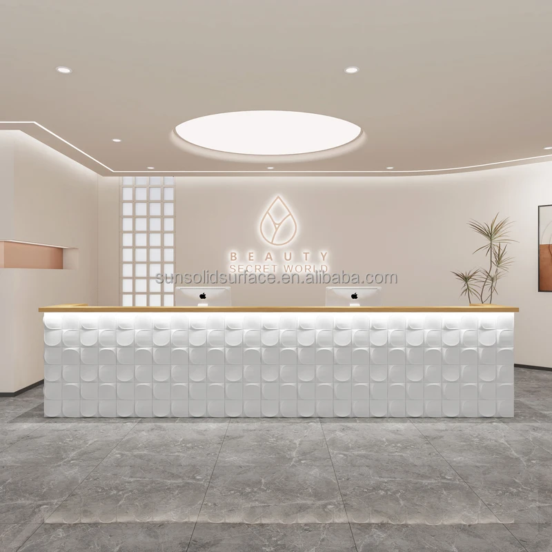 Customized.LED Fantastic Shape Reception Counter Reception Desk l Shaped Reception Desk for Office Beauty Salon