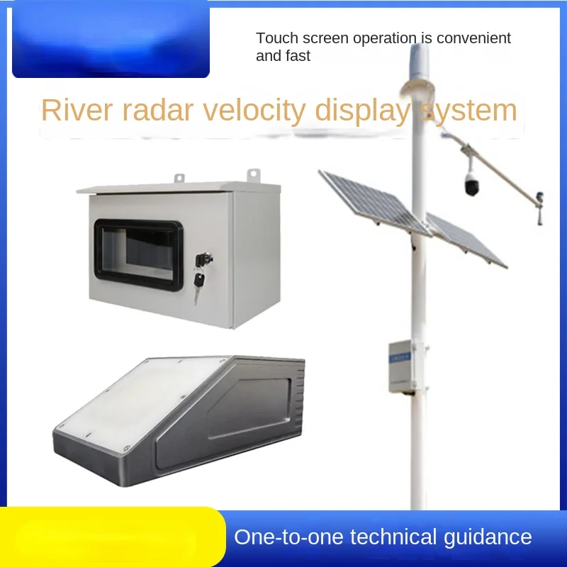 Radar Open Channel Flowmeter Current Meter Non-Contact Radar Water Level Velometer Full Color Touch Screen Remote Transmission