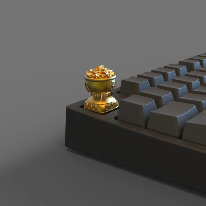 

Customize cornucopia Resin Keycaps Paint Spraying Gold Color Lucky Wealth ESC Keycap for Cross Axis Shaft Mechanical Keyboards