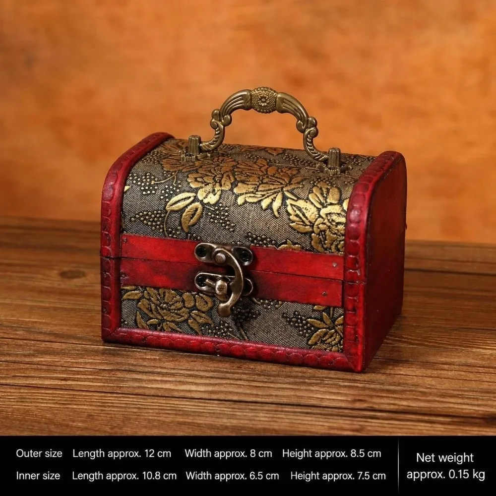 Portable Handle Jewelry Storage Box Classical Oriental Style Wooden Jewelry Box Small Size Accessory Organizer Trinket Chest