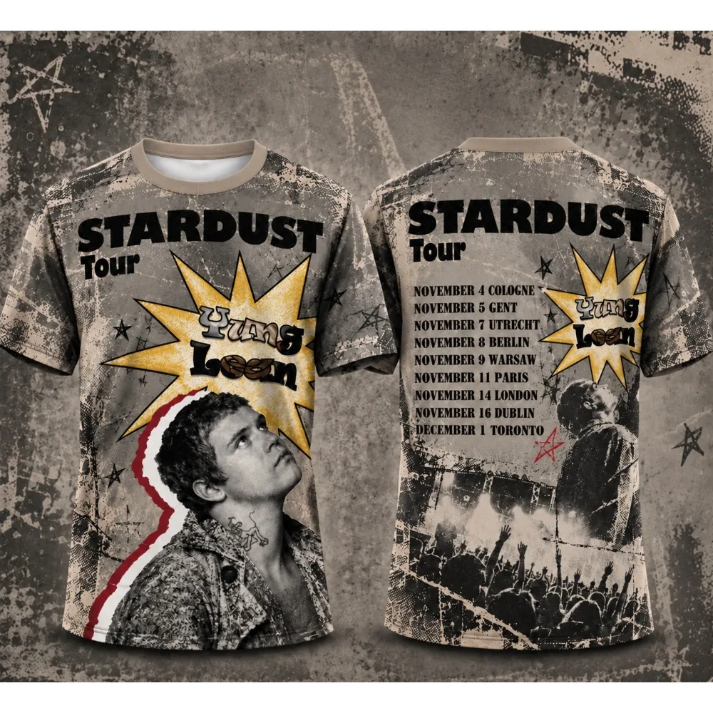 Yung Lean Stardust Tour T-shirt Men Women 3D Print Cloud Rap Concert Tee Unisex Short Sleeve Hip Hop Music Fan T-shirt