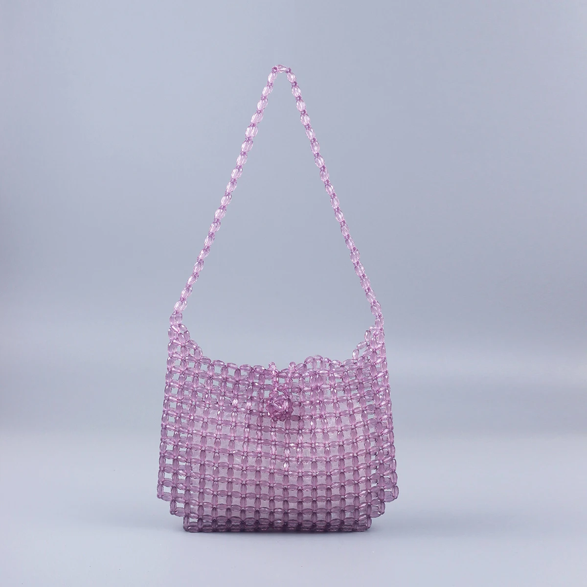 Summer Cool Feeling Handmade Knitted Cute Transparent Acrylic Jelly Beaded Handheld Shoulder Bag