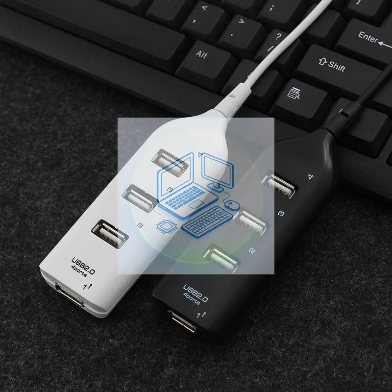 4-Port Powered Mini USB Hub with Power Adapter, High Speed USB Splitter for PC Laptop Desktop Data Transfer