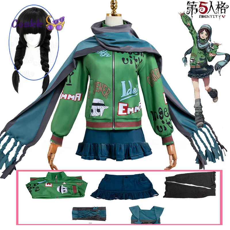 

Correlation TGS25 Little Girl Cosplay Costume Identity V Memory Alice Green Coat Skirt Hat Suit Halloween Party Outfit for Women