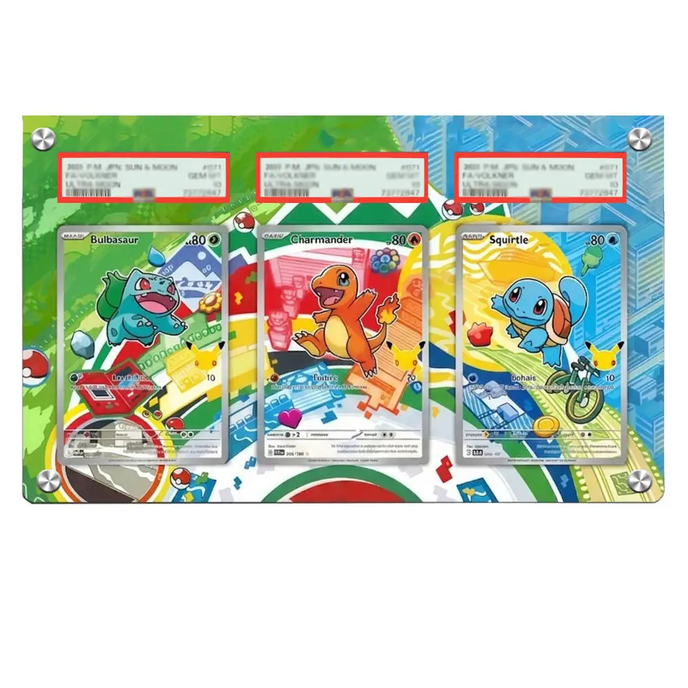 Ptcg Anime Squirtle Bulbasaur Charmander Card Extended Art Psa Display Case Collection Card Extended Painting Display Rack Gift view 5