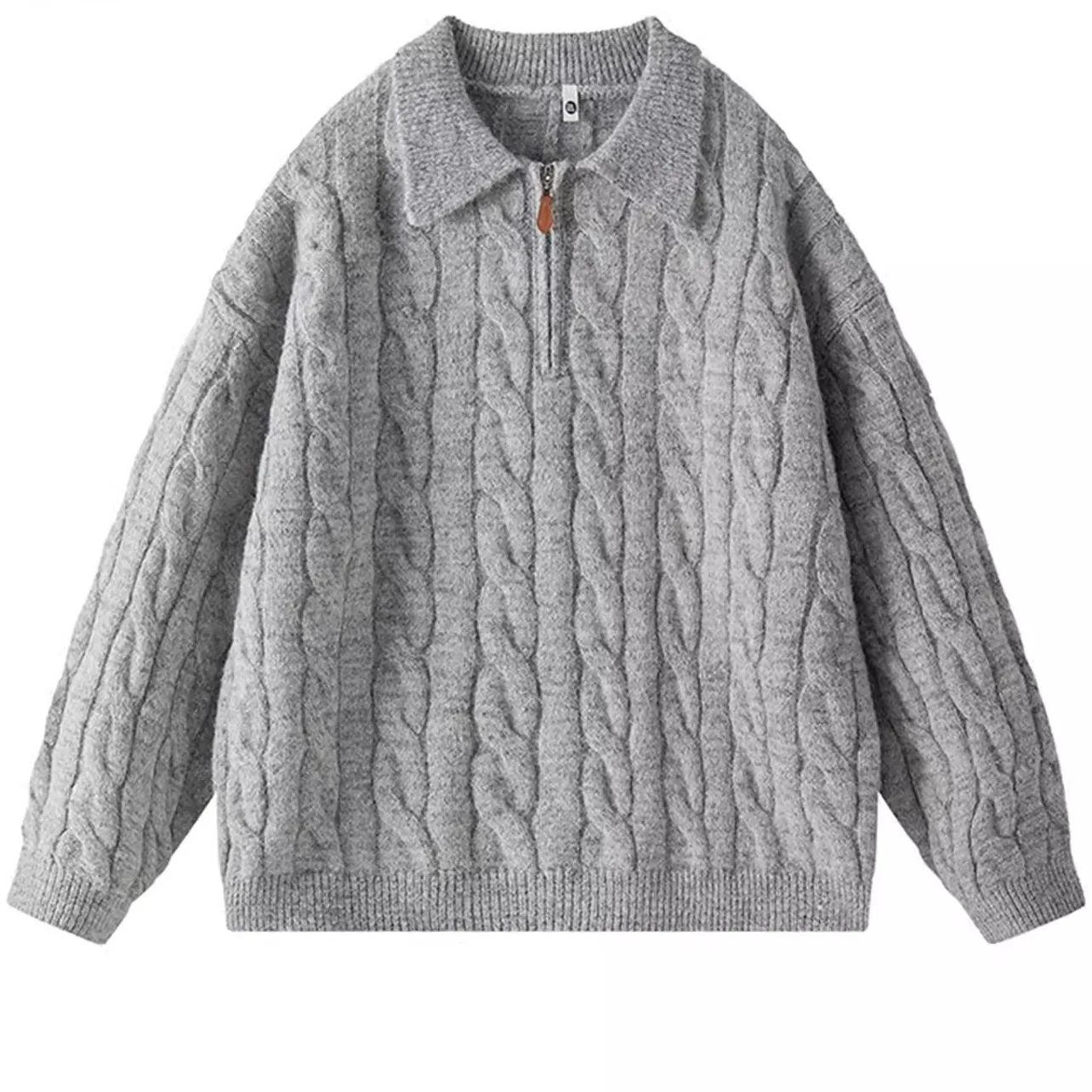 

Ретро-американский вязаный свитер с молнией, свободный, повседневный, универсальный, теплый зимний шерстяной свитер для пар