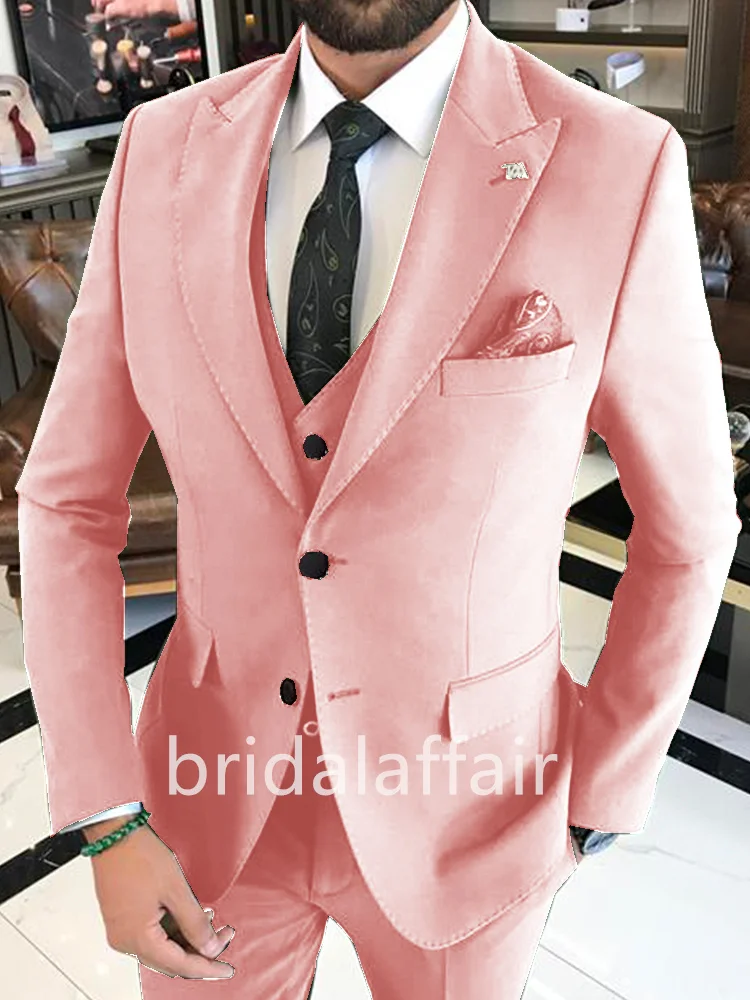

Bridalaffairr Men Suit Pink Peak Lapel Single Breasted Two Pieces Slim Fit High Quality Suit For Wedding Party Prom