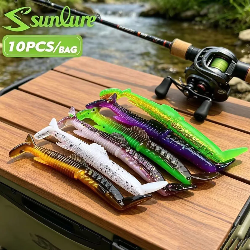 

Sunlure 3g/8cm Floating Shad Bait 10pcs/bag Paddle T Tail Soft FishingLure Swimbait Artificial Rubber Fish Bass Trout Pike Perch