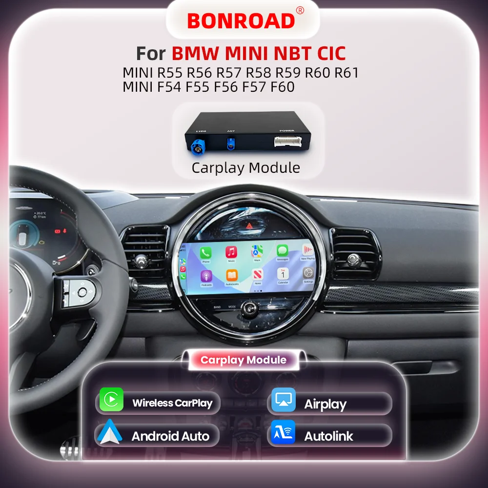 BONROAD Wireless CarPlay Android Auto per Mini R55 R56 R57 R58 R60 R61 F54 F55 F56 Clubman Countryman Cooper John Cooper Module