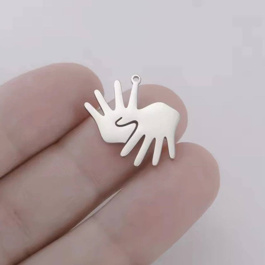 14pcs/lot DIY Jewelry Accessories Stainless Steel Hand gestures for sign language Earring Connector Bracelet Loose Bead Pendant
