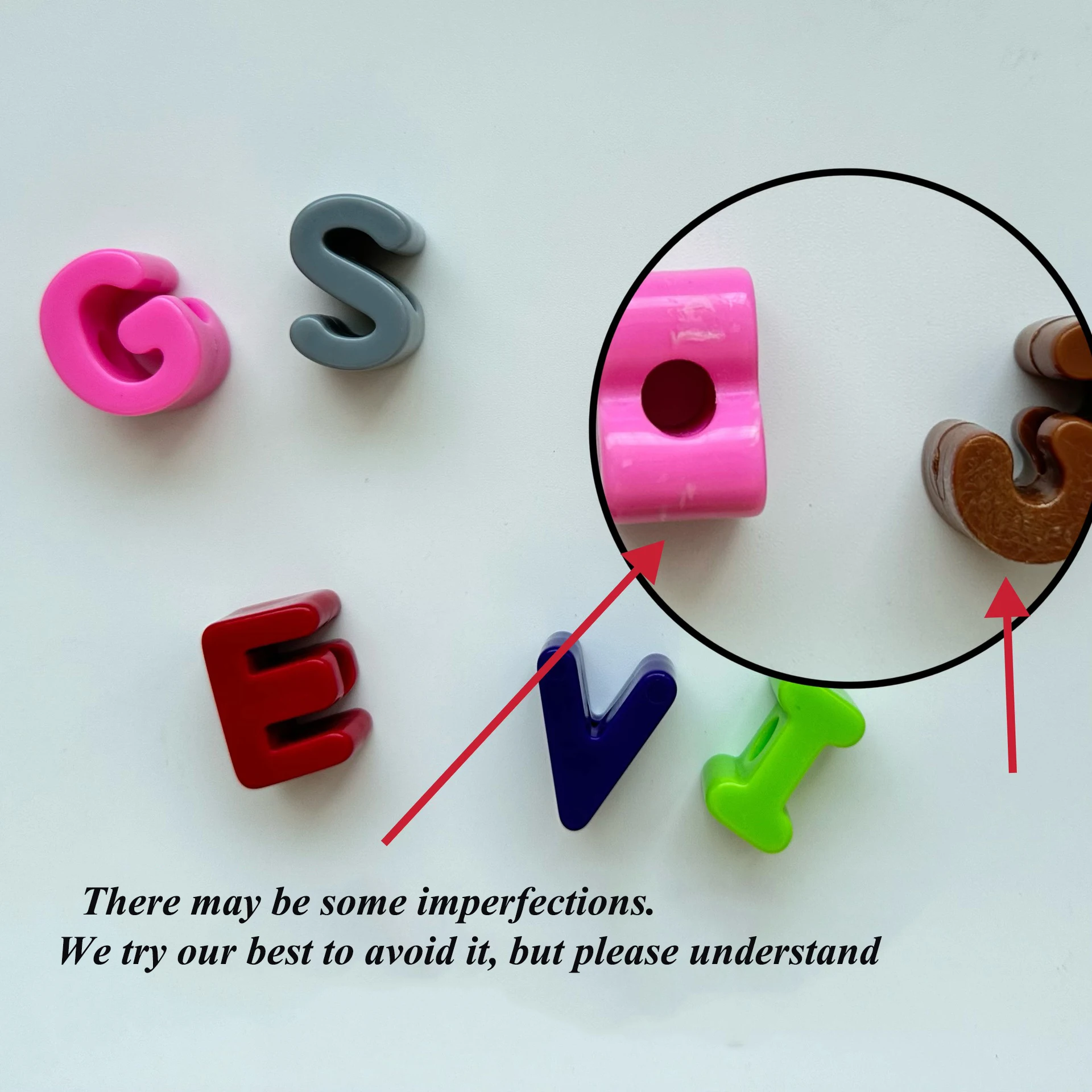 10 Stück Acryl-Buchstabenperlen mit großem Loch, zufällige Farbe, Alphabet, lose Distanzperlen, DIY-Schlüssel, Telefonkette für Schmuckherstellung, Zubehör ﻿ – Detail 7