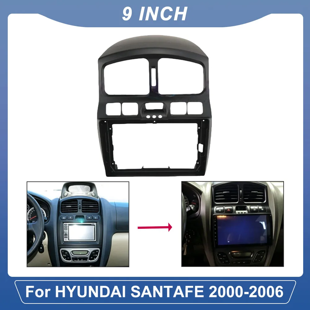 9-Zoll-Radio-Einbaurahmen-Kit für Hyundai Santa Fe 2000-2006 2Din-Player-Rahmen mit Kabelbaum