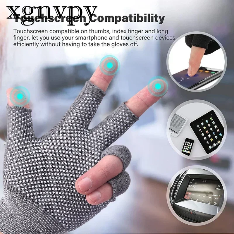 xgnvpy Summer Sun Protection Adhesive Non-slip Cycling Gloves for Women and Men Touch Screen Thin Outdoor Gloves