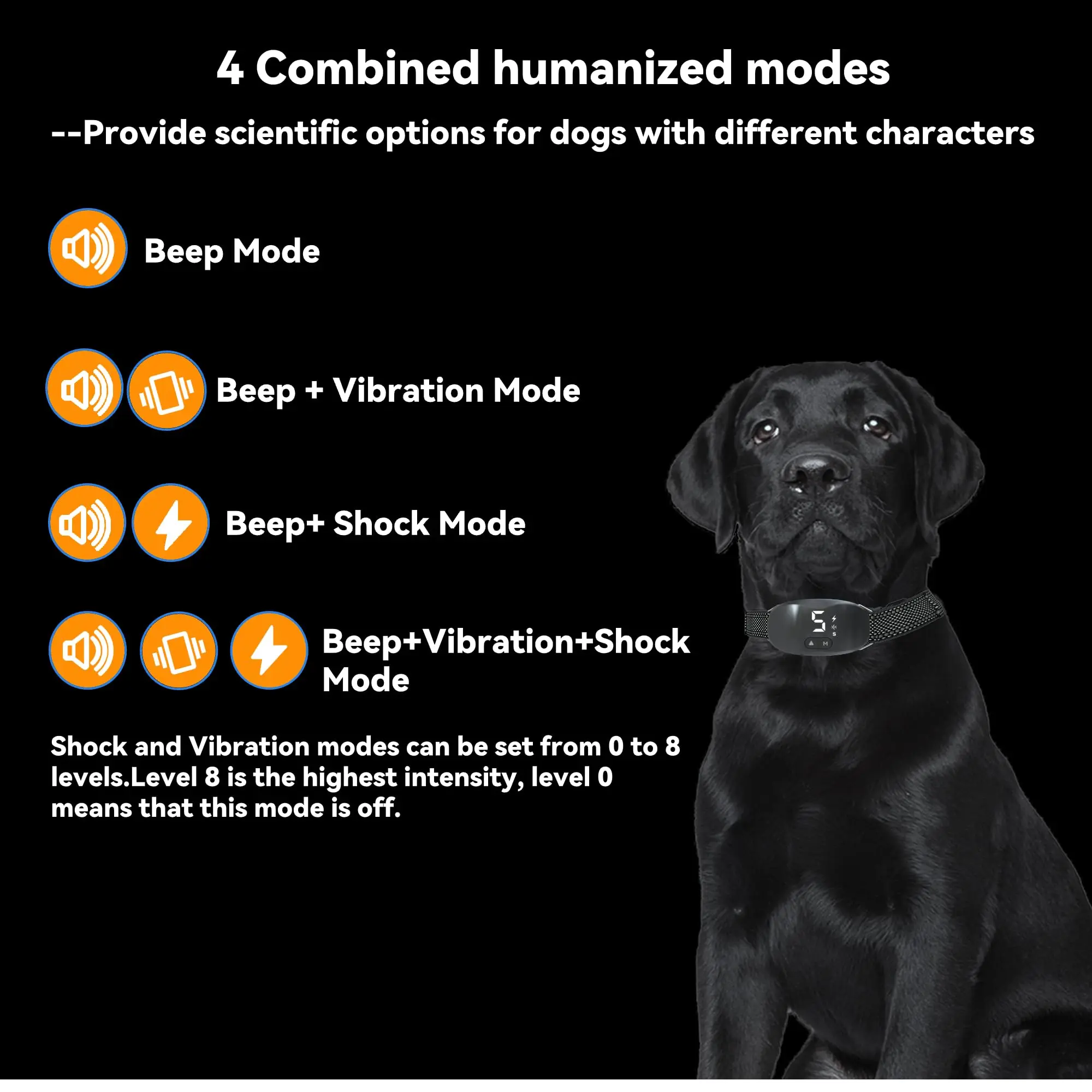 Dog Bark Collar, Effective 3 Training Modes Vibration/Shock/Beep,Smart Bark Collar for Large Medium Dogs