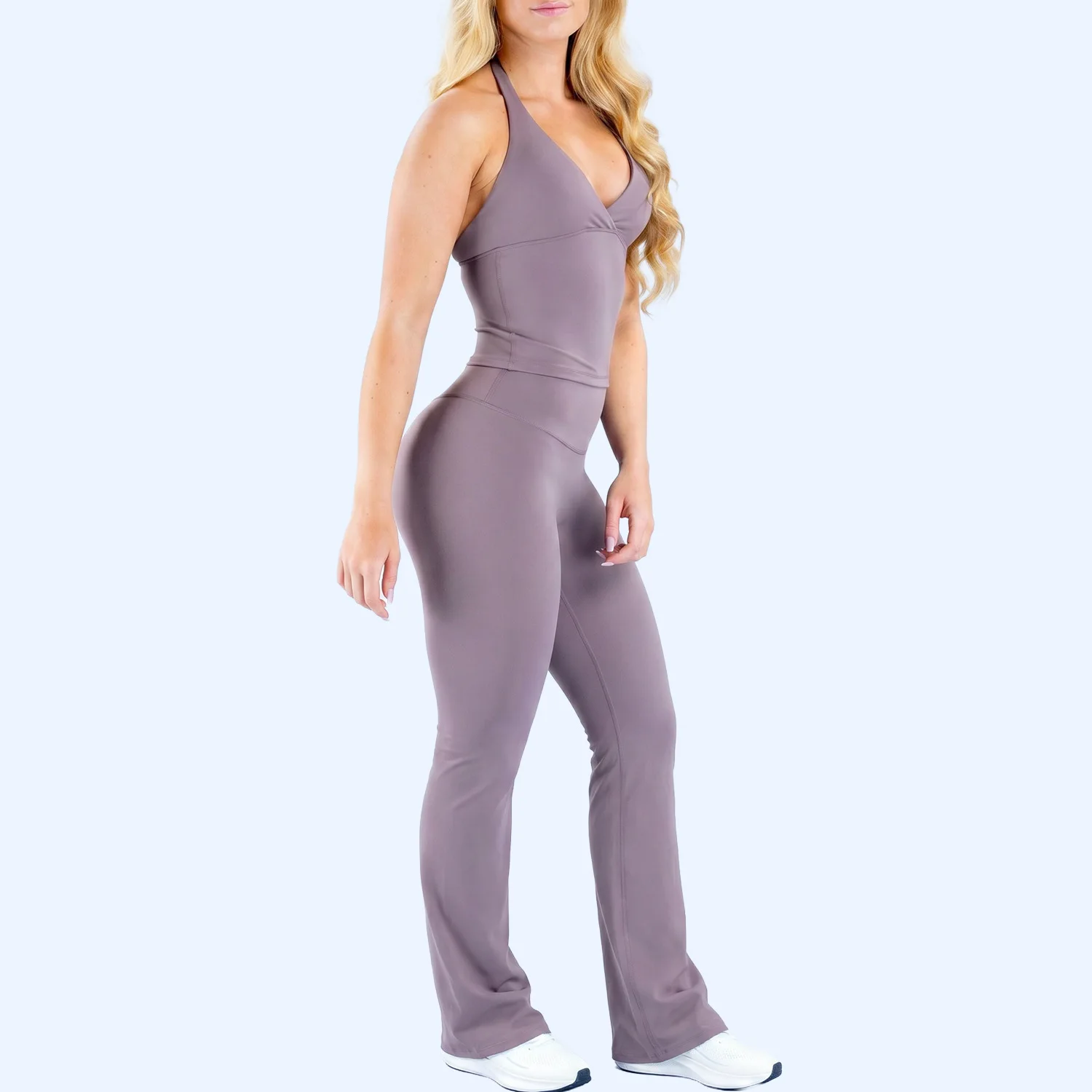 LOGO  2PCS High Quality Women Naked‑Feeling Yoga Set High Elastic Sports Bra Butt Lifting Shaping Yoga Leggings Gym Activewear