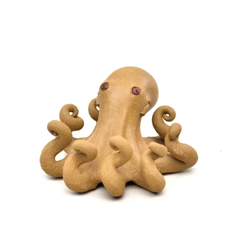 Exquisito arcilla púrpura té mascota interesante juego de té escultura hecha a mano lindo pulpo Zisha té mascotas bandeja