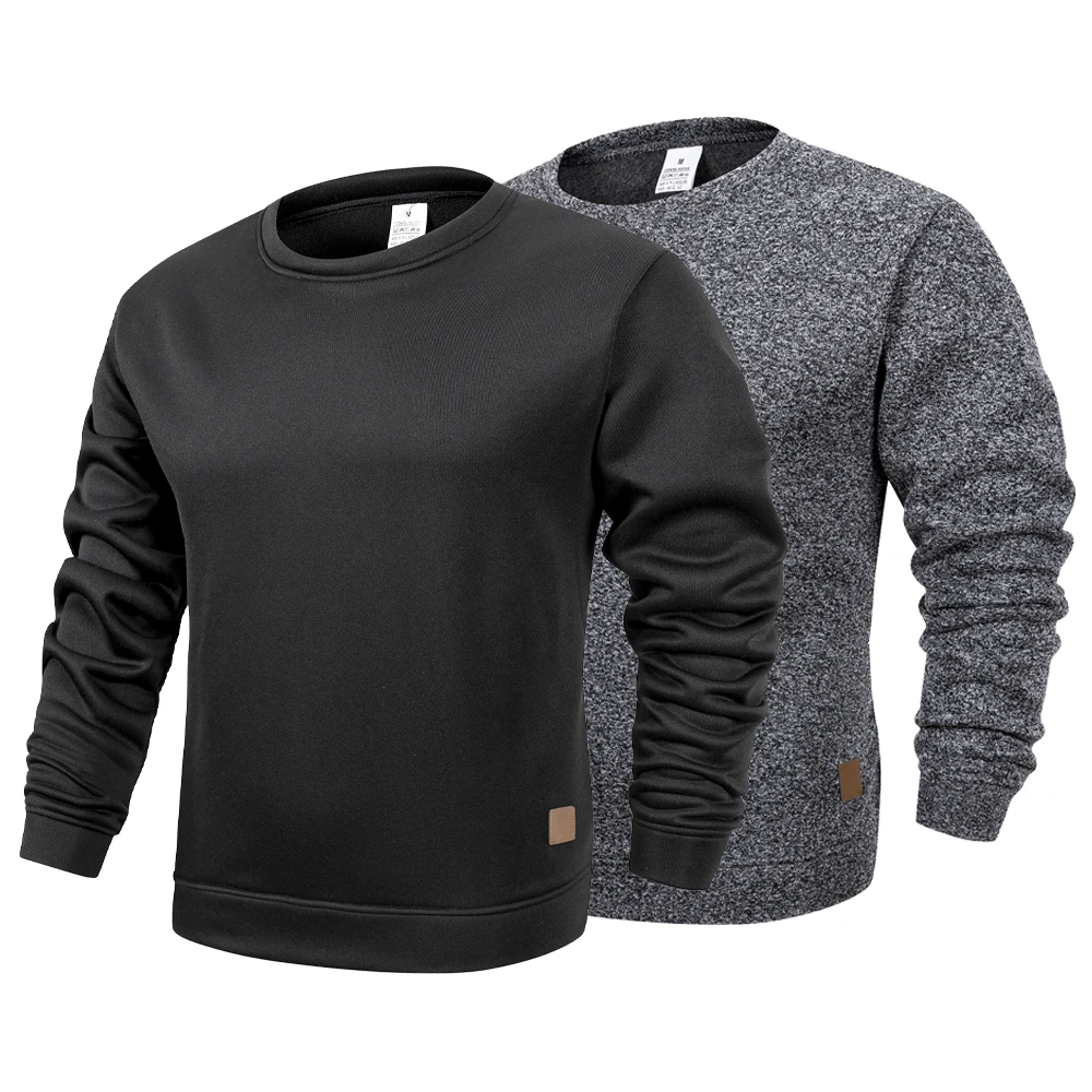 

New Mens Round Neck Sweatshirt Solid Color Loose Casual Pullover Men Fashion Warm Long Sleeve Hoodies Men Clothing