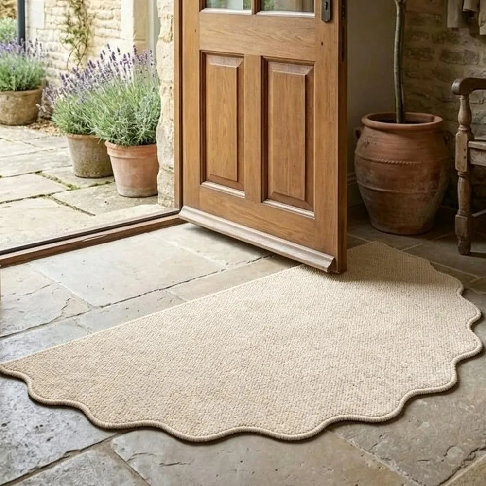 Modern Home Decor Non-Slip Front Door Mat Irregular Dirt Resistant Welcome Mat Thicken Decorative Entryway Rug Outside Entrance
