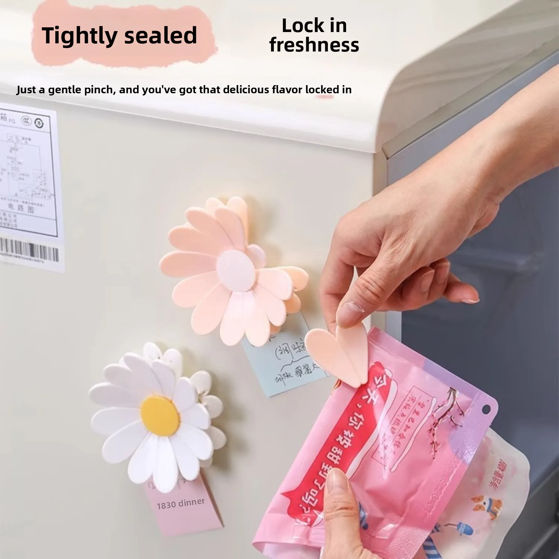 Daisy Food Bag Clip Chip Snack Sealing Clip Magnetic Refrigerator Storage Clip Flower Shaped Plastic Clip