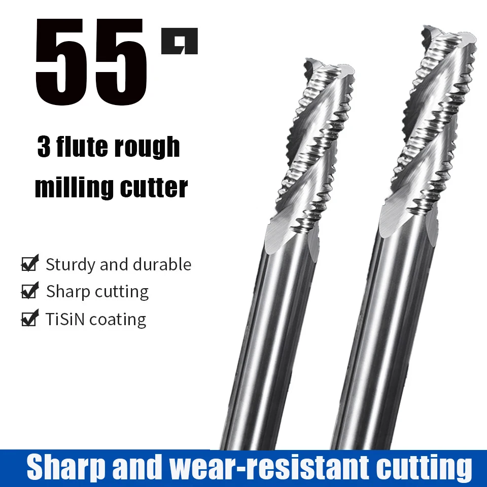 Roughing End Mill HRC55 Tungsten Carbide 3 Flutes Milling Cutter for Metal Aluminum Cnc Machine Milling Tools 4mm to 20mm tool