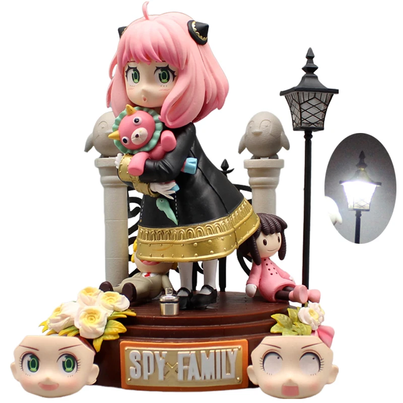 19cm Anime SPY×FAMILY Figures GK Anya Forger Action Figures Lighted Changeable Faces PVC Collection Model Toys Ornamen Gifts