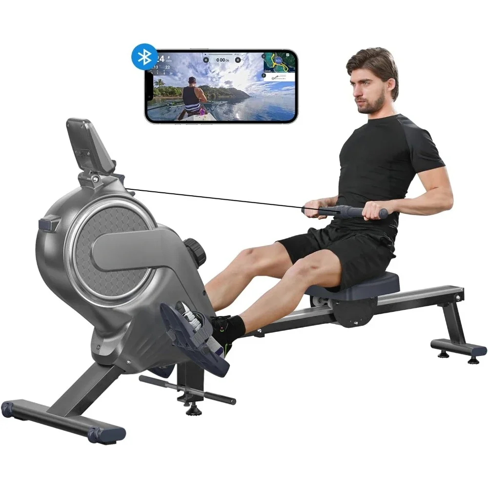 

Magnetic Rowing Machine 16 Levels of Quiet Resistance Excercise App Compatible Max 350lb Weight Capacity Diet Home Gym Exercises