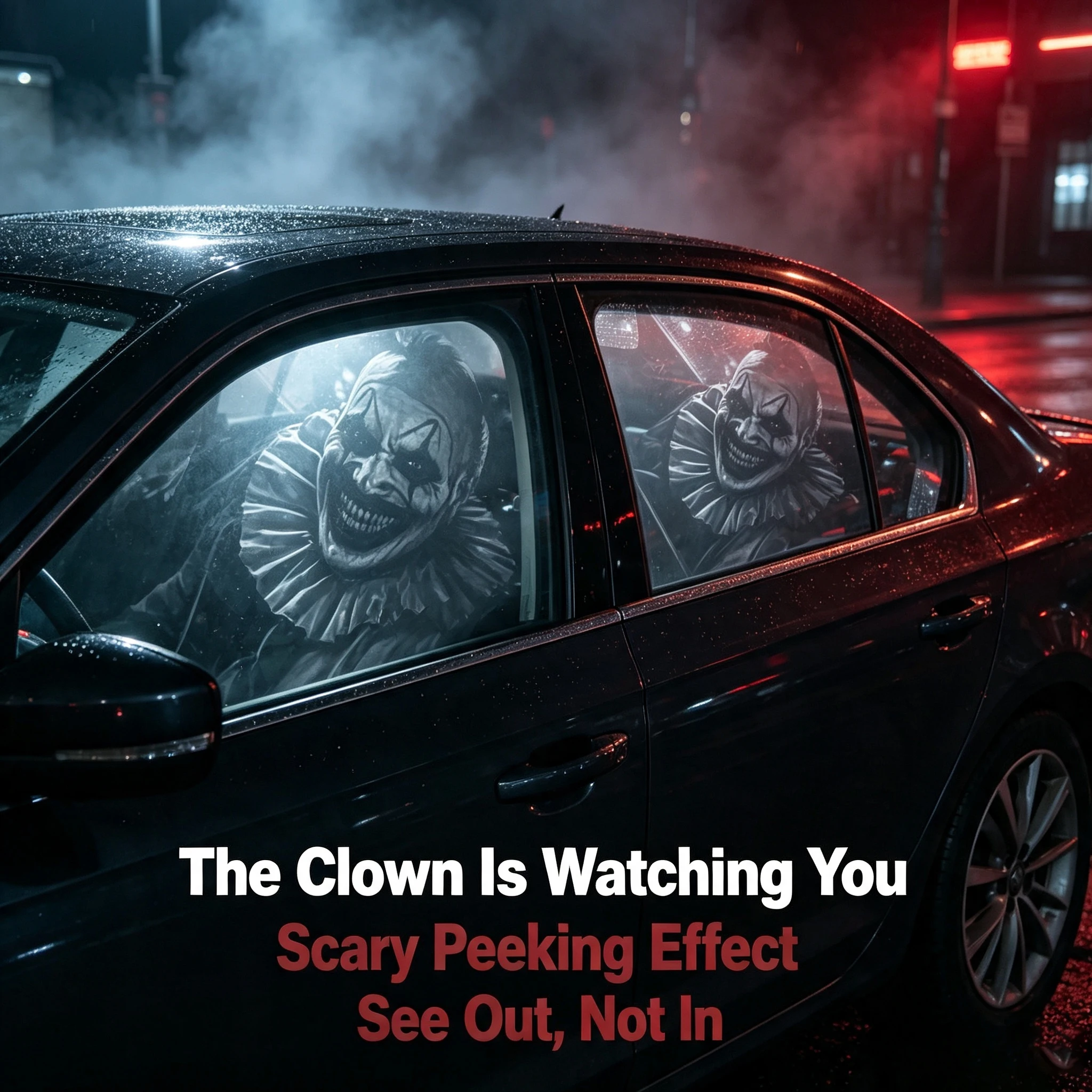 Halloween Horror Peeking Car Window Sticker, 3D Classic Horror Characters Waterproof Scary Vinyl Stickers for Car Decorations