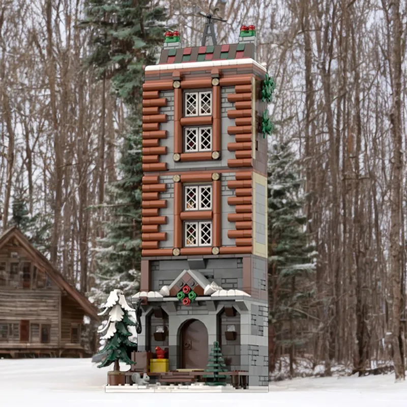 

1127 шт. Moc High Winter Cabain-автоматическая сборка, штабелируемые строительные блоки, игрушка для детей, подарок на день рождения