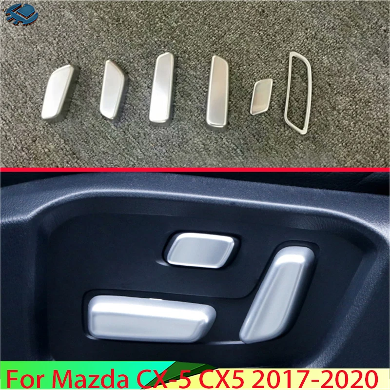 For Mazda CX-5 CX5 2017-2020 Car Accessories ABS Chrome Interior Inner Seat Adjustment Switch Knob Button Cover Trim 2018 2019