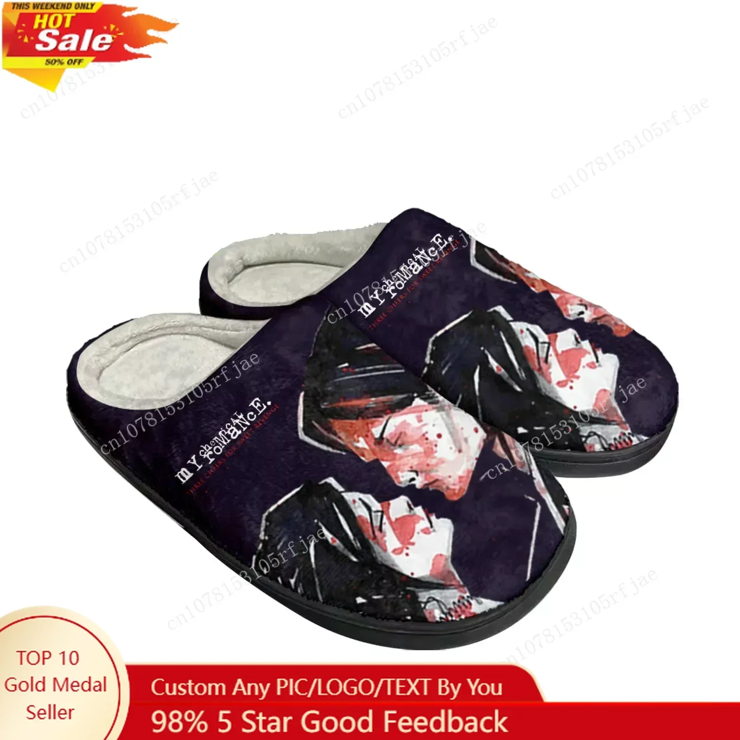Romance Rock Band Chemical Fashion Home Cotton Custom Slippers Mens Womens Sandals Plush Bedroom Keep Warm Shoe Thermal Slipper
