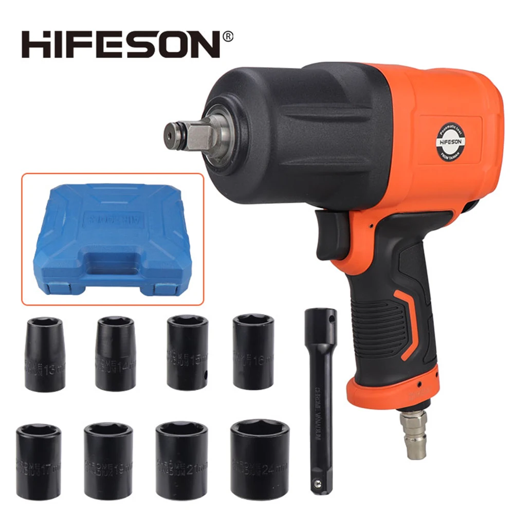Imagem -02 - Hifeson 1800n.m ar Pneumático Chave de Impacto Resistente Chave de Impacto Industrial Grau Chave de Impacto Pneu Remoção da Bicicleta Ferramenta de Reparo Automóvel