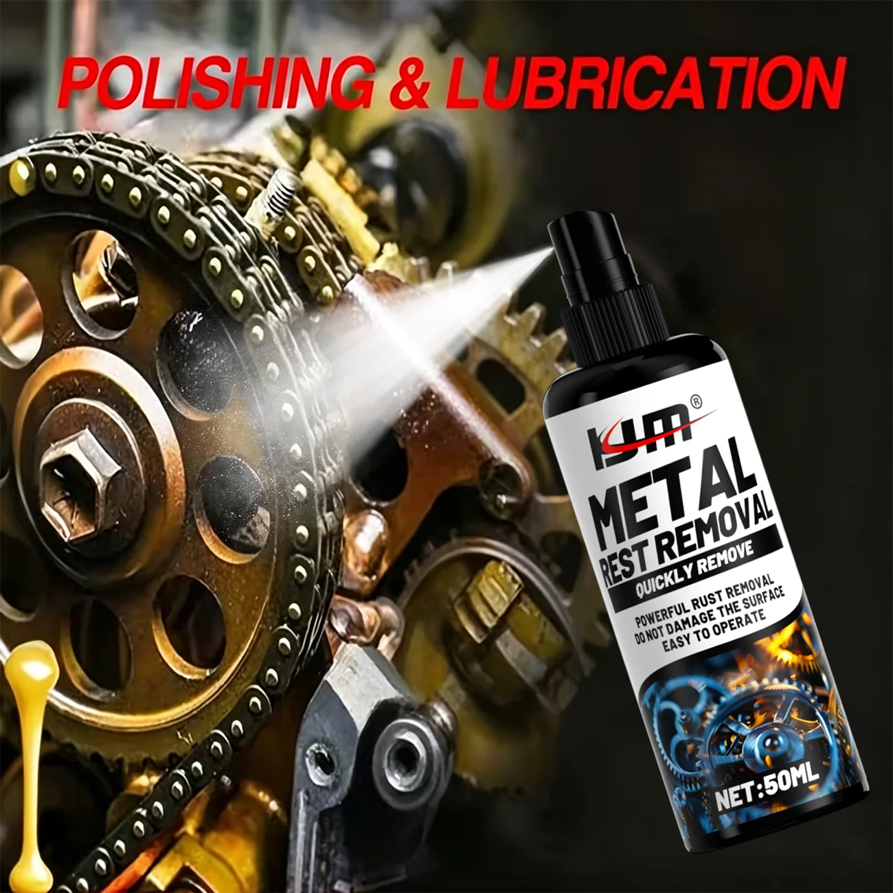 50ML Metal Rust Removal Spray, Quick Acting Rust Remover For Car Motorcycle Exhaust & Wheels, Anti-Rust Protection & Polishing F