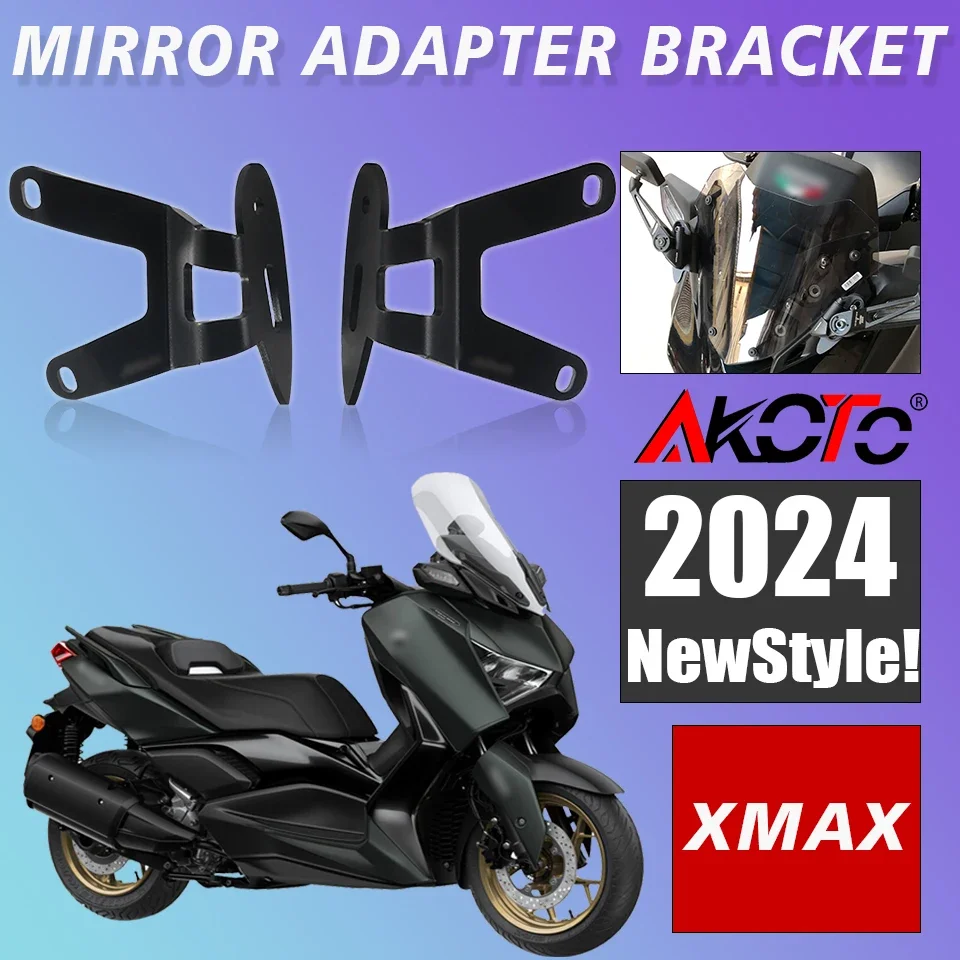 For Yamaha XMAX300 X-MAX XMAX 300 X-MAX300 2023 2024+ Motorcycle Rear Side View Mirrors Adapter Fixed Stent Bracket Holder