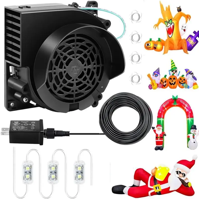 

ABSJ-Inflatable Fan Replacement 12V 1.2A, Mini Air Blower Fan With 12V 1.5A Adapter And 3 LED Bulbs For Outdoor Yard US Plug