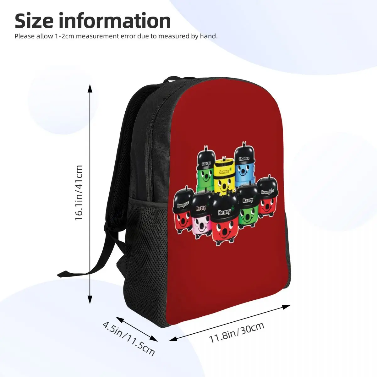 Henry Hoover And Friends Backpack Daypack Large Capacity Boys Girls BookBag School Bag Shoulder Bags for Men Women