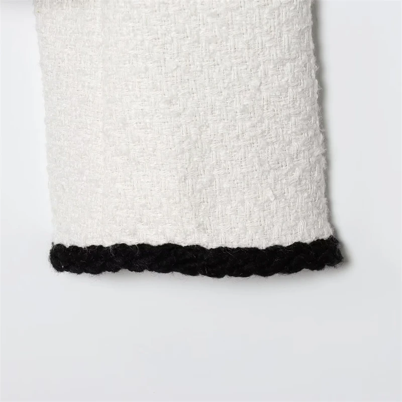 KEYANKETIAN 2025 Autumn New Women's Seam Detail Contrast Color Tweed Texture Suit Coat Office Lady Single Breasted Blazer Top