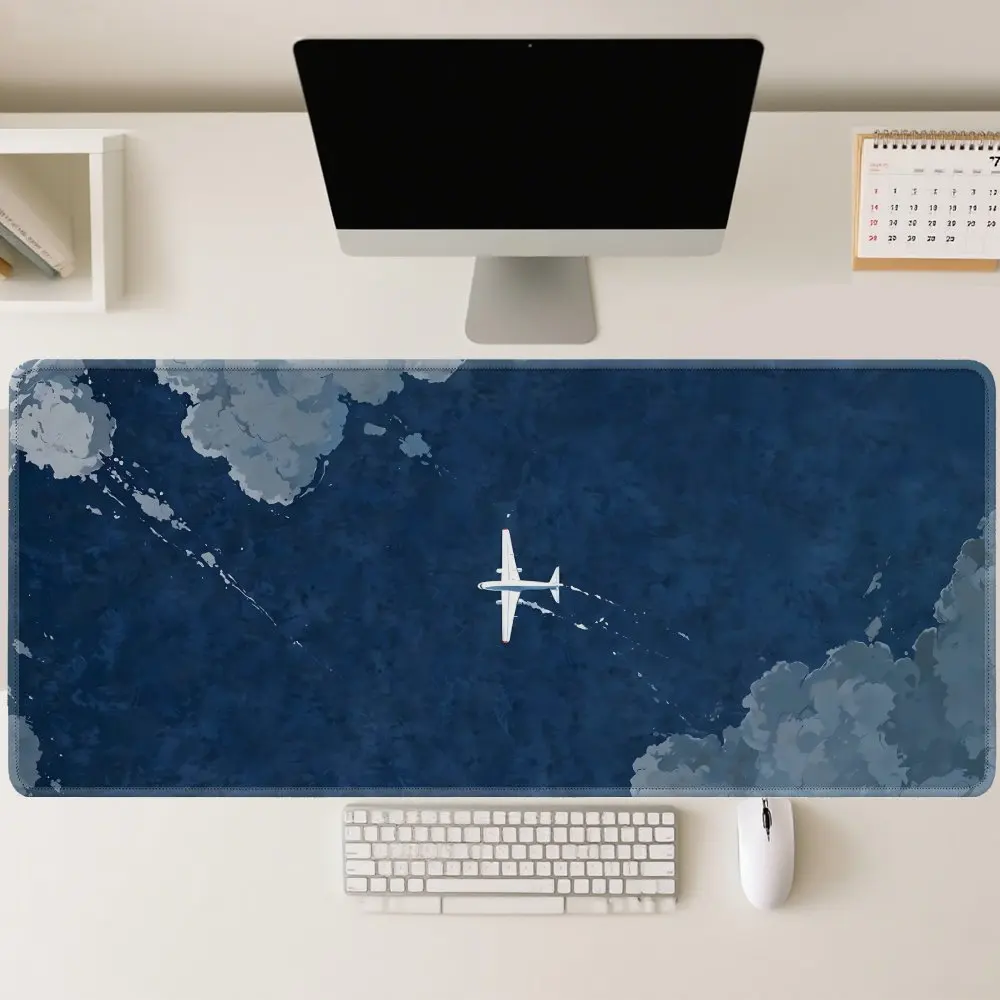 Airplane Clouds Mouse Pad Large Computer Office Game Table Mat Rubber Anti-slip Stitched Edge Keyboard Mats 90x40 XXL Desk Pads