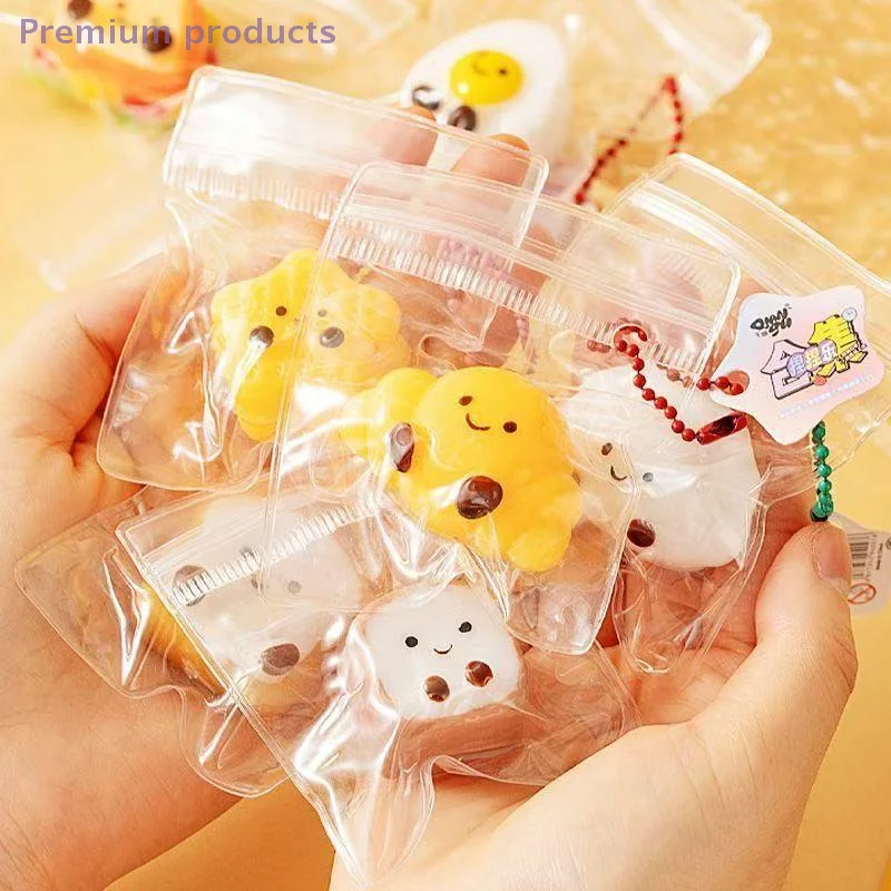 5 pçs chaveiro pingente descompressão brinquedos sensoriais para bonito dos desenhos animados comida squeeze brinquedo mini lento alívio do estresse brinquedos crianças adultos