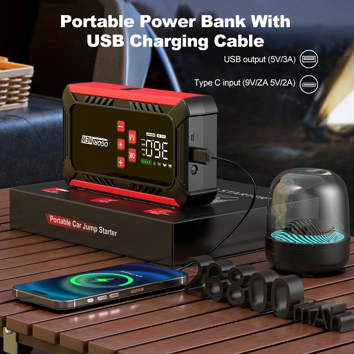 Jump Starter with Air Compressor 150PSI, 8000/9000A Portable Car Battery Booster (All Gas/16L Diesel)