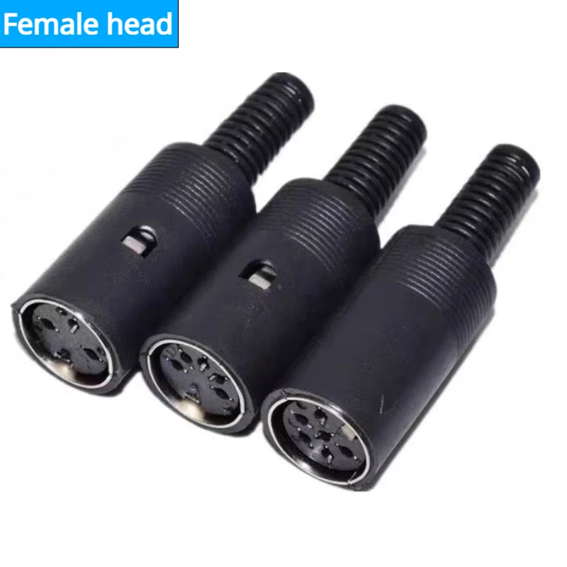 5pcs DIN 3pin4pin 5pin 6pin 7pin 8Pin Male Female Plug socket jack Solder Connector with Plastic Handle S terminal MIDI plug DIY