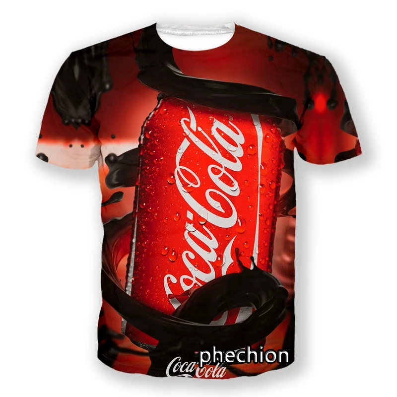 phechion New Fashion Men/Women Coke 3D Printed Short Sleeve T-Shirt Casual T Shirt Sport Hip Hop Summer Clothing Tops A82